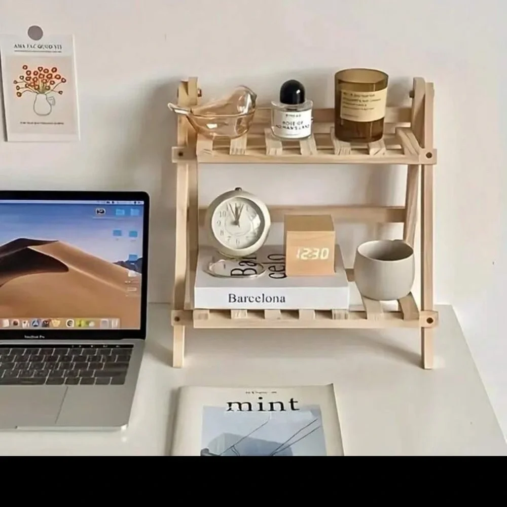 Wooden Two-Tier Shelf